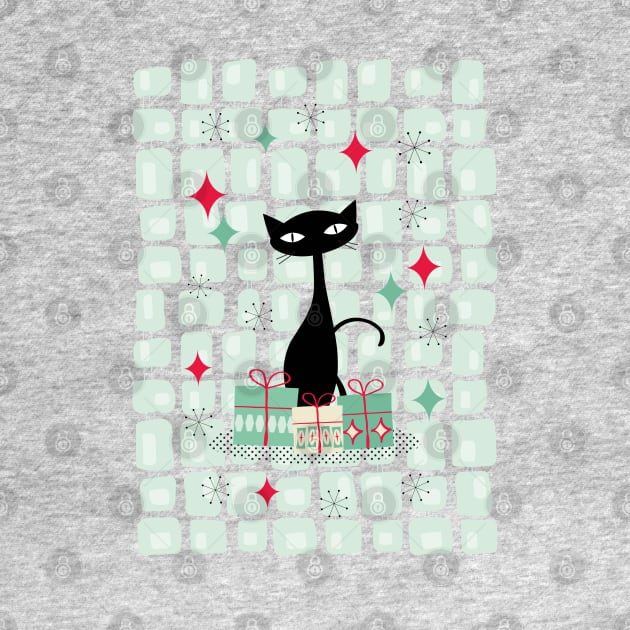 Atomic Christmas Cat, Mid Century Modern by tramasdesign